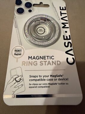 NIB case-mate Magnetic Ring Stand - Silver Twinkle Diamond design